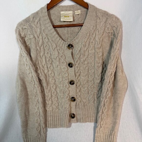 Maeve Anthropologie Cable Knit Sweater Small Wool Blend Cozy - Picture 1 of 9